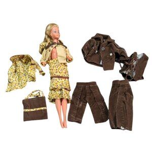 Vintage Mattel Barbie Doll With Floral Western Outfit Hat as is